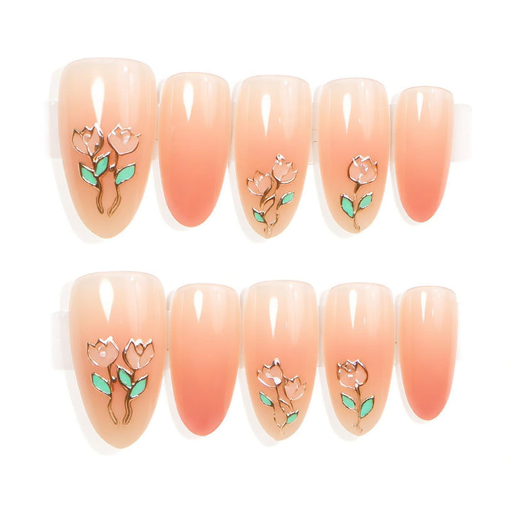 Artistic Floral Press-On Nails Set Stornfield