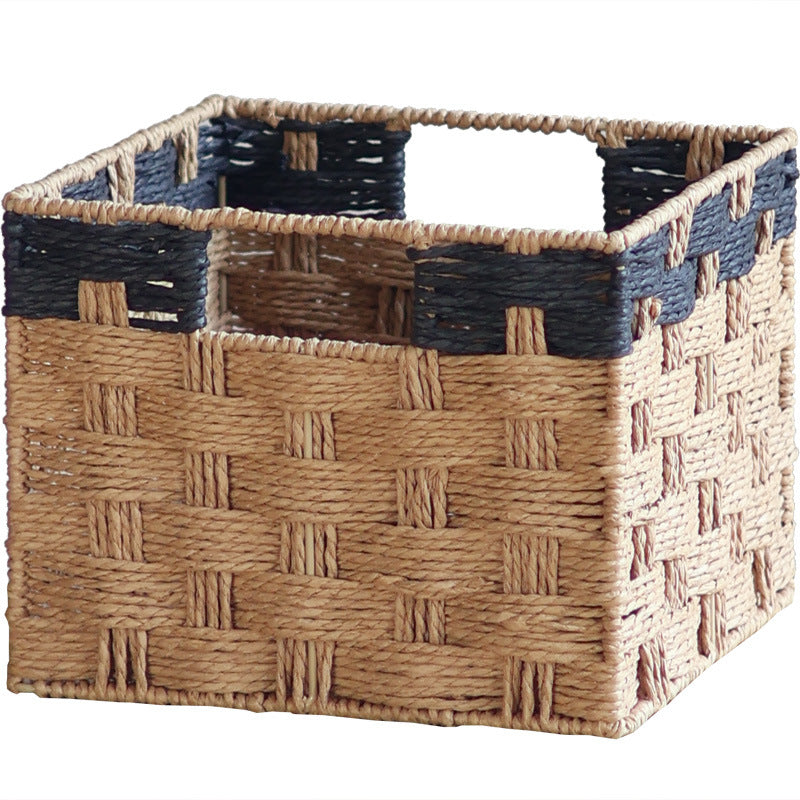 Square storage basket made of natural material Stornfield