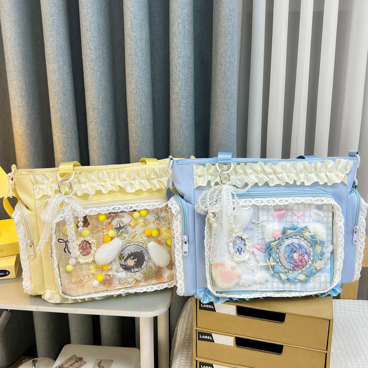 Shoulder bag with transparent front and playful applications Stornfield