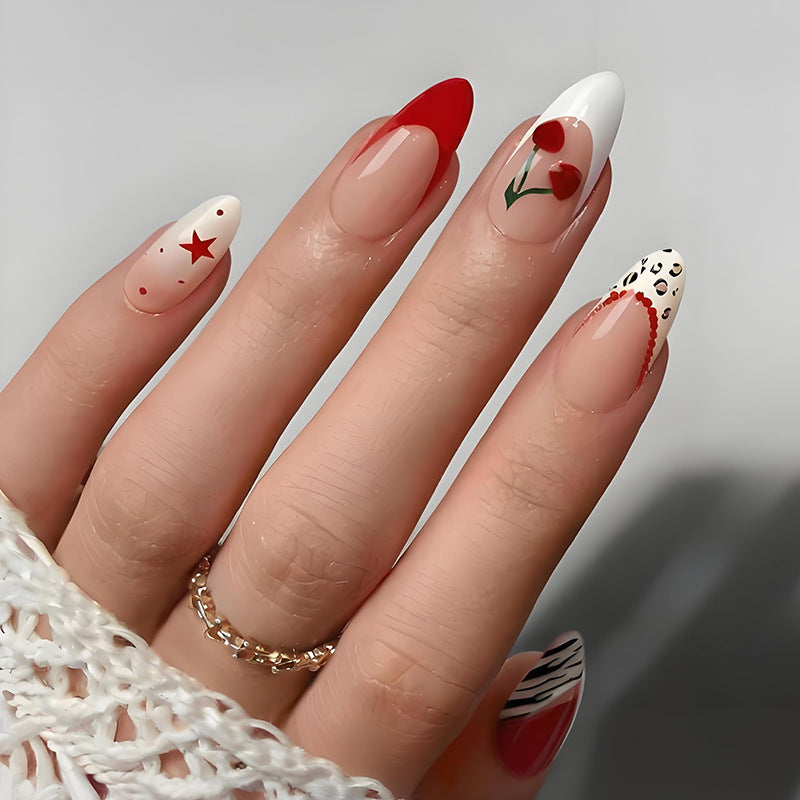 Artificial nail set with creative star and flower motifs Stornfield