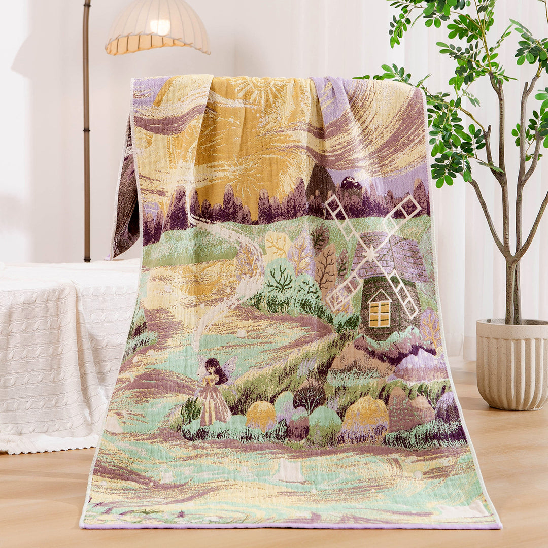 Women's throw blanket with enchanting landscape motif Stornfield