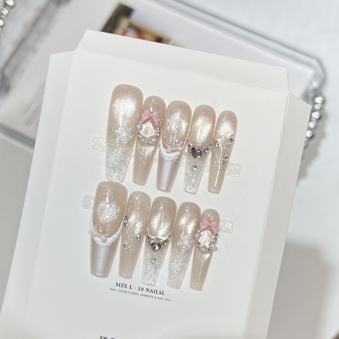 Decorative Stiletto Press-On Nail Set with Rhinestone and Glitter Accents Stornfield