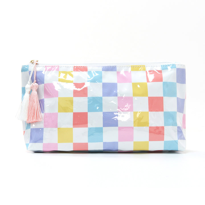 Cosmetic pouch with colorful check pattern Stornfield