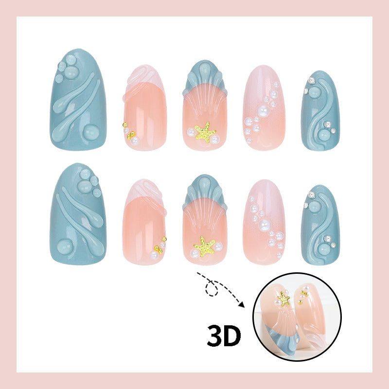 Artificial nail set with elegant pearl and glitter variations Stornfield