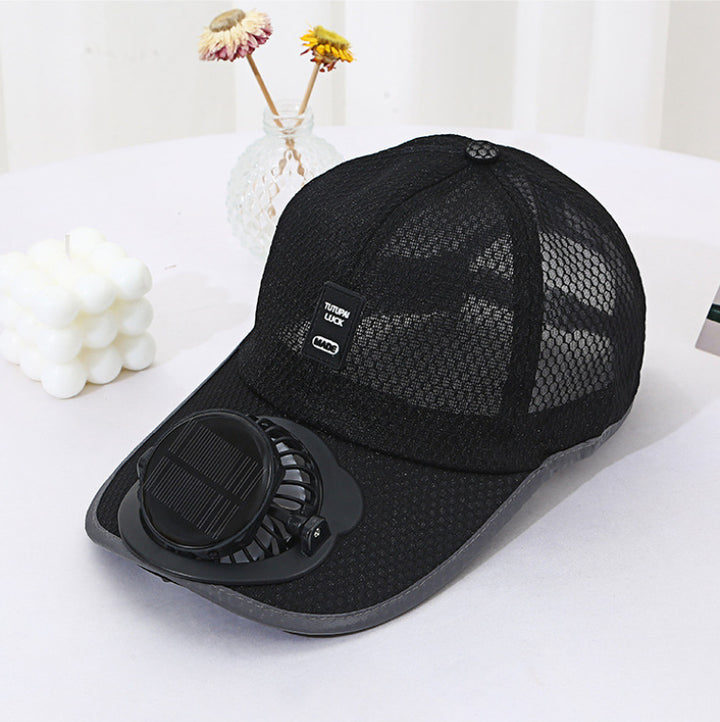 Ventilated baseball cap with integrated solar fan in the visor and breathable mesh Stornfield