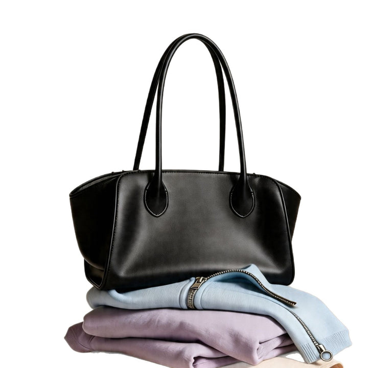 Structured Leather Top-Handle Tote with Long Shoulder Straps