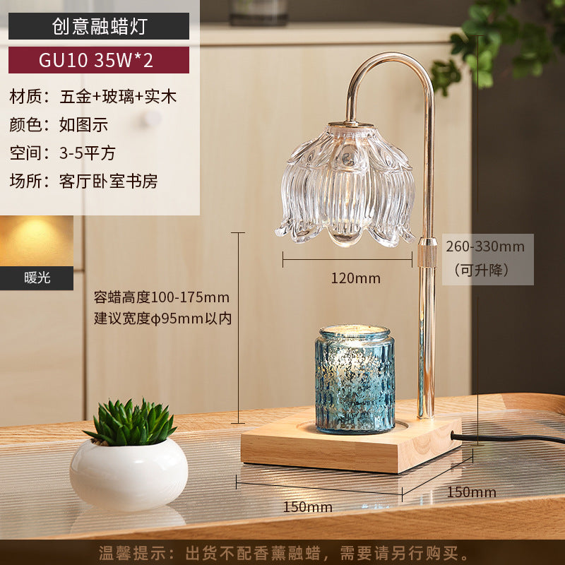 Adjustable Artisanal Glass and Wood Desk Lamp