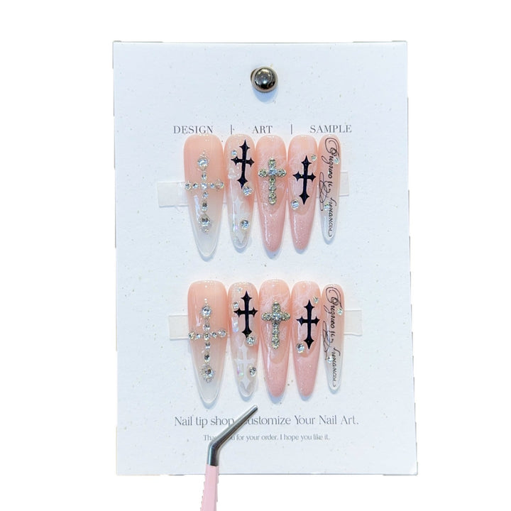 Fashionable Cross Design Artificial Nails Stornfield