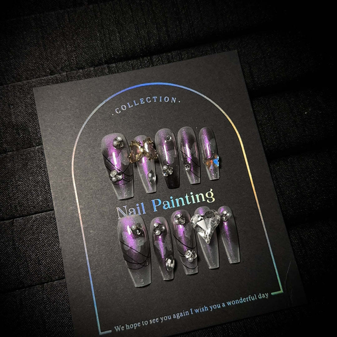 Artistic 3D Gemstone Press-On Nails