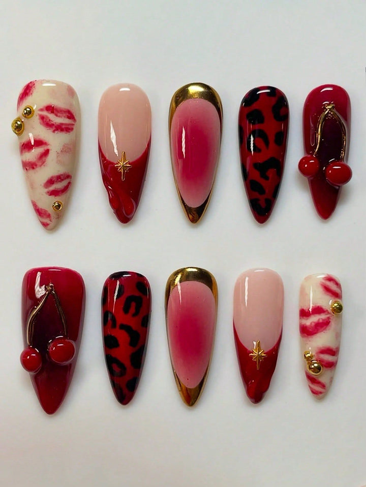 Artistic Kiss-Themed Press-On Nail Art Stornfield