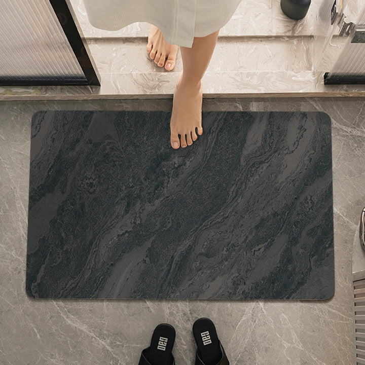 Marble-Effect Soft Bath Mat