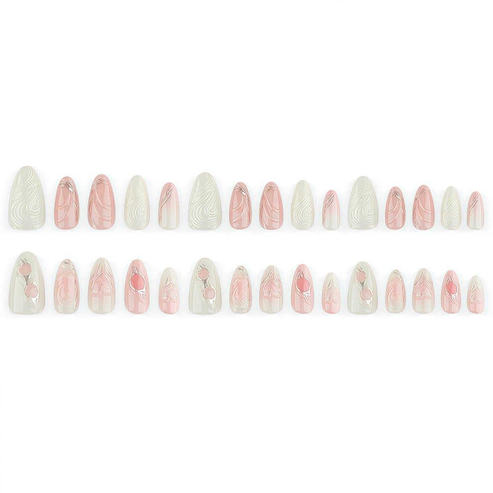 Elegant Artificial Nail Set with Romantic Design Stornfield