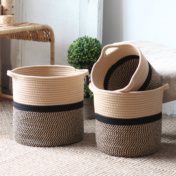 Handcrafted storage basket with handles Stornfield