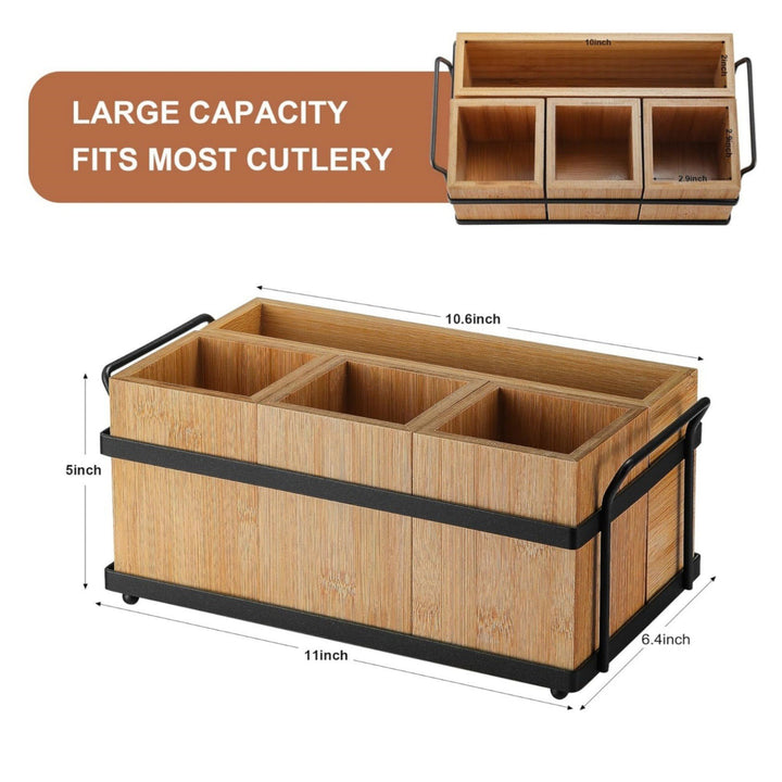 Bamboo Cutlery Organizer with Practical Compartments Stornfield
