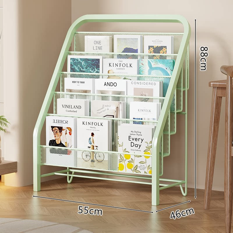 Slanted Tiered Mesh Floor Book and Magazine Display Rack
