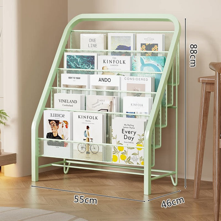 Slanted Tiered Mesh Floor Book and Magazine Display Rack