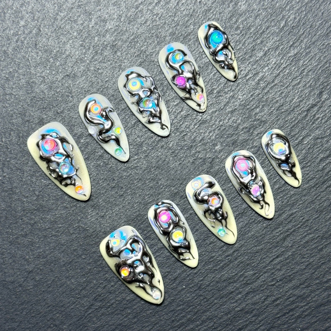 Artistic Press-On Nail Set with Unique Design