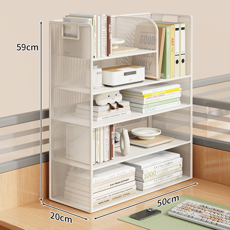 Mesh Desktop Open-Shelf Organizer with Integrated Handles and Dividers