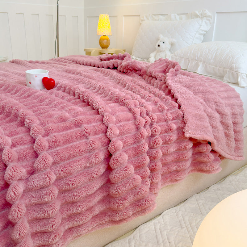 Women High-pile Cozy Blanket with Wave Pattern Stornfield