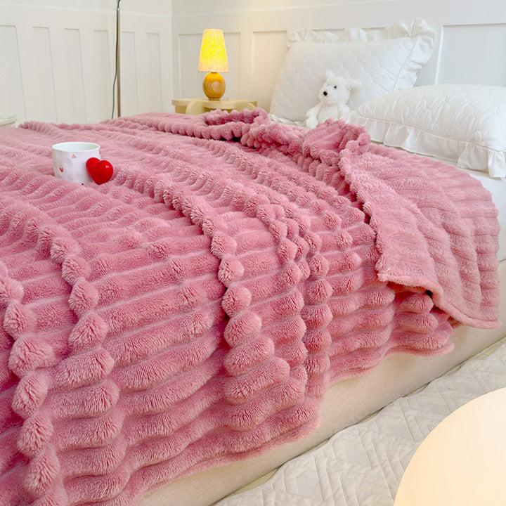 Women High-pile Cozy Blanket with Wave Pattern Stornfield
