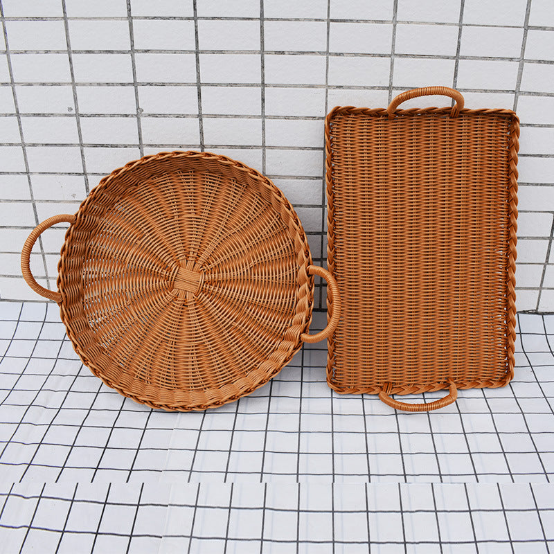 Handcrafted Woven Serving Tray Set Stornfield