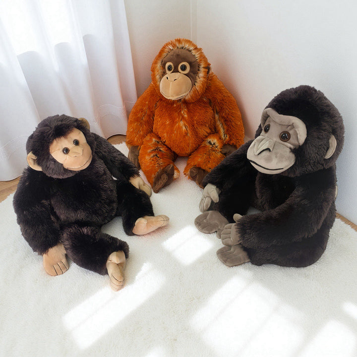 Plush Sitting Gorilla Toy with Long Faux Fur and Soft Bean-Fill Stornfield
