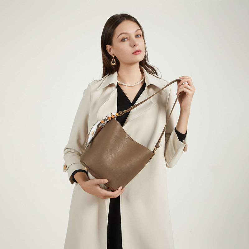 Textured Leather Bucket Bag Stornfield