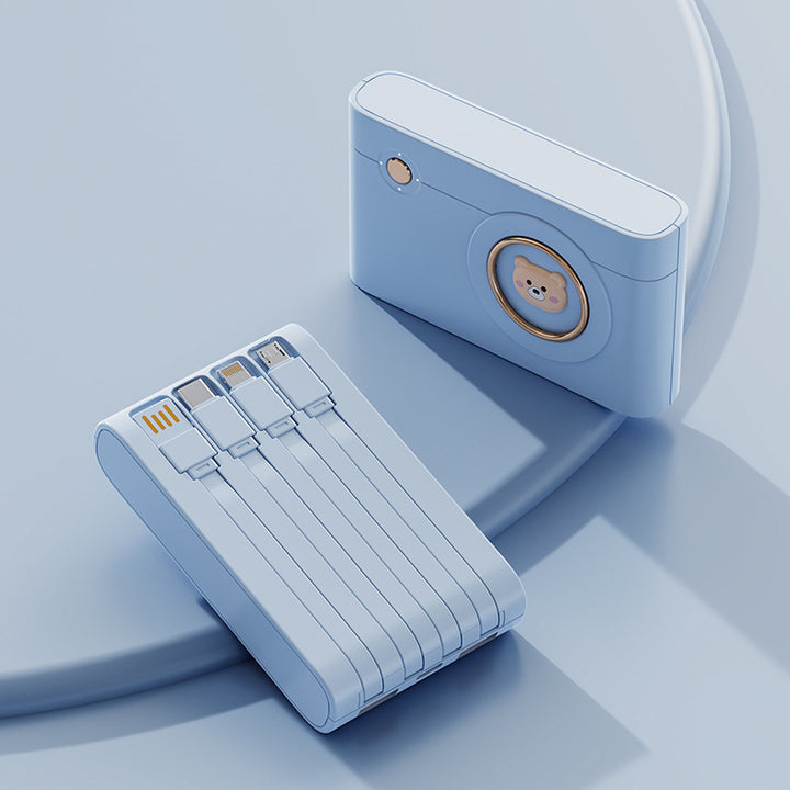 Portable power bank with integrated cable system and innovative charging functions Stornfield