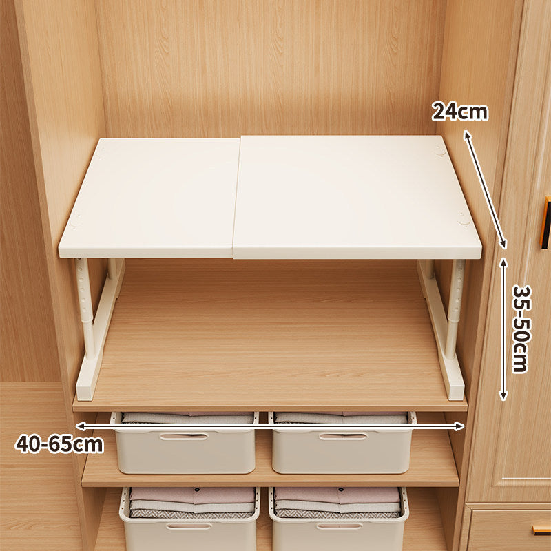 Adjustable Fold-Over Closet Shelf with Telescopic Support Brackets