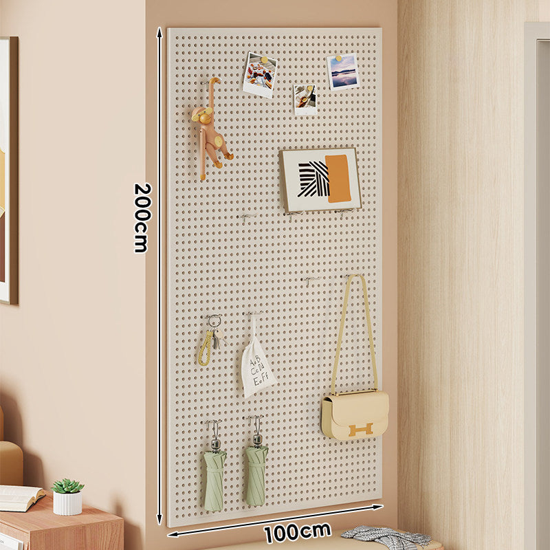 Large Vertical Perforated Wall Storage Panel with Adjustable Hooks and Accessory Mounts