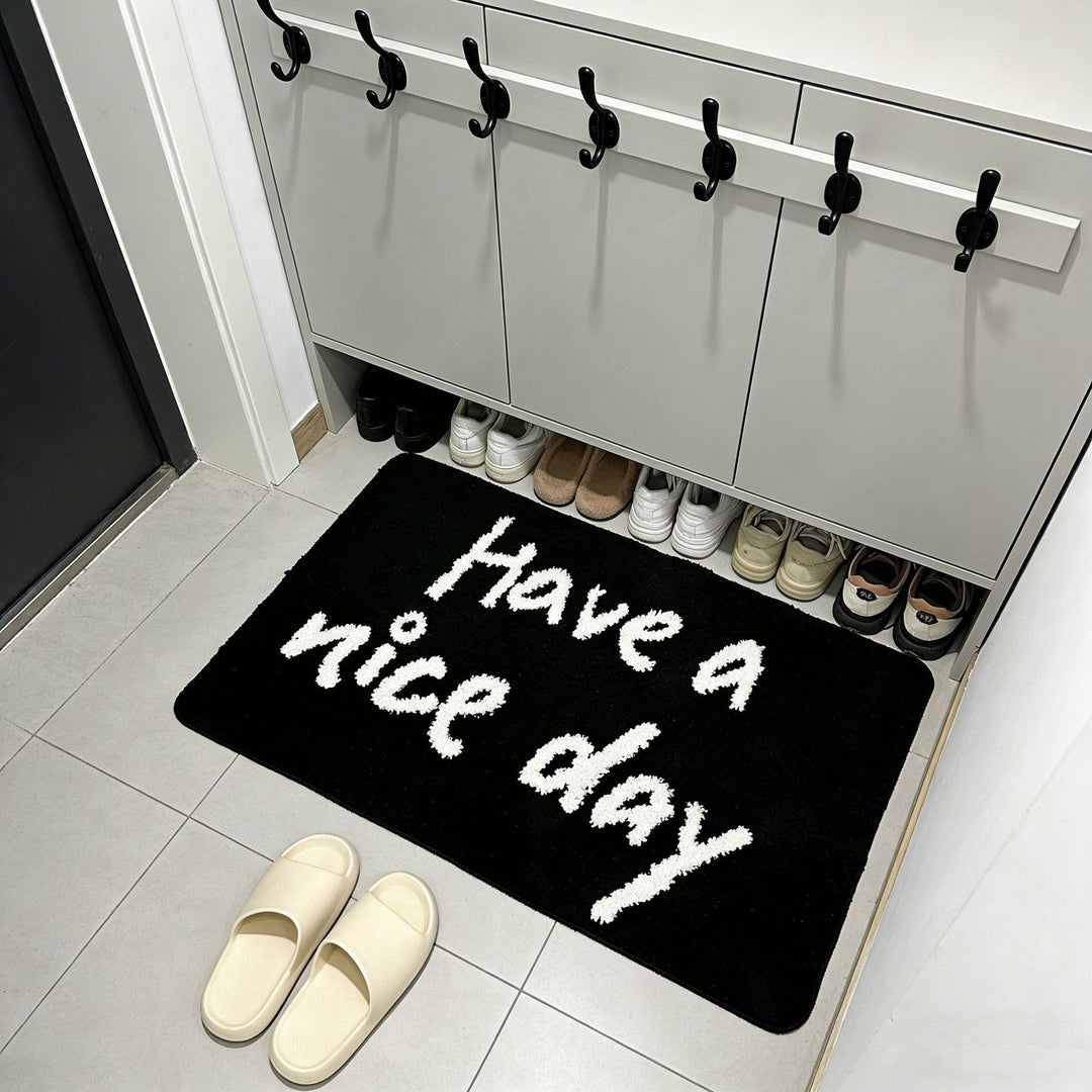 Non-Slip Tufted Welcome Doormat with 'Have a Nice Day' Text