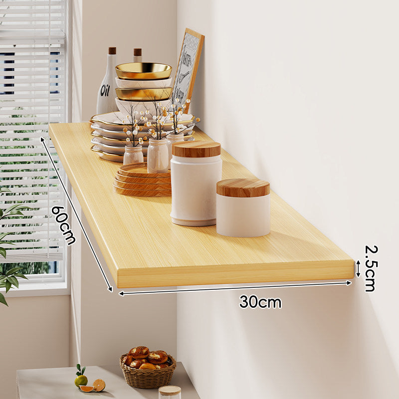 Floating Wall-Mounted Solid Wood Display Shelf with Concealed Brackets and Slim Profile