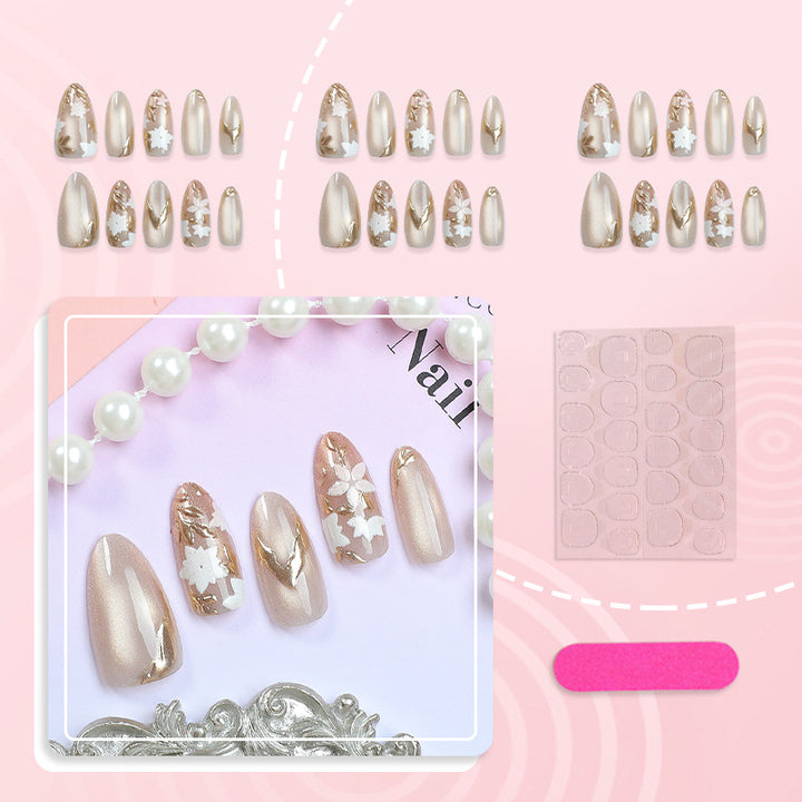 Elegant Floral Embellished Press-On Nails