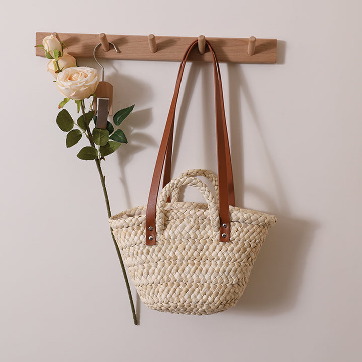 Handcrafted straw bag with sturdy leather handles Stornfield