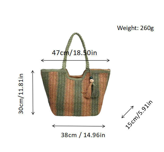 Beach bag with cheerful stripes and tassel details Stornfield