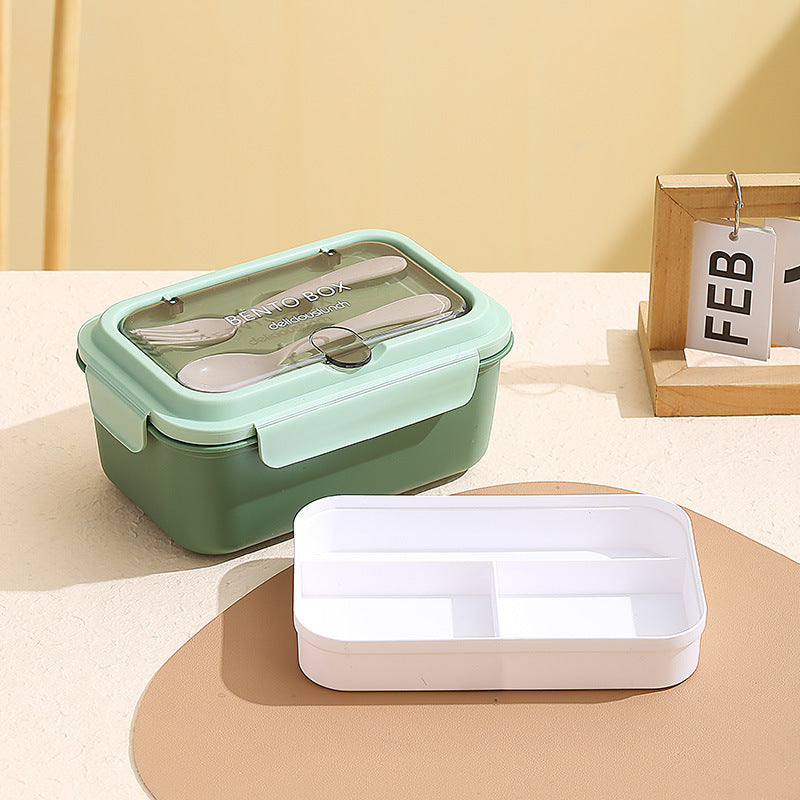 Multi-Compartment Bento Lunch Box with Integrated Utensils