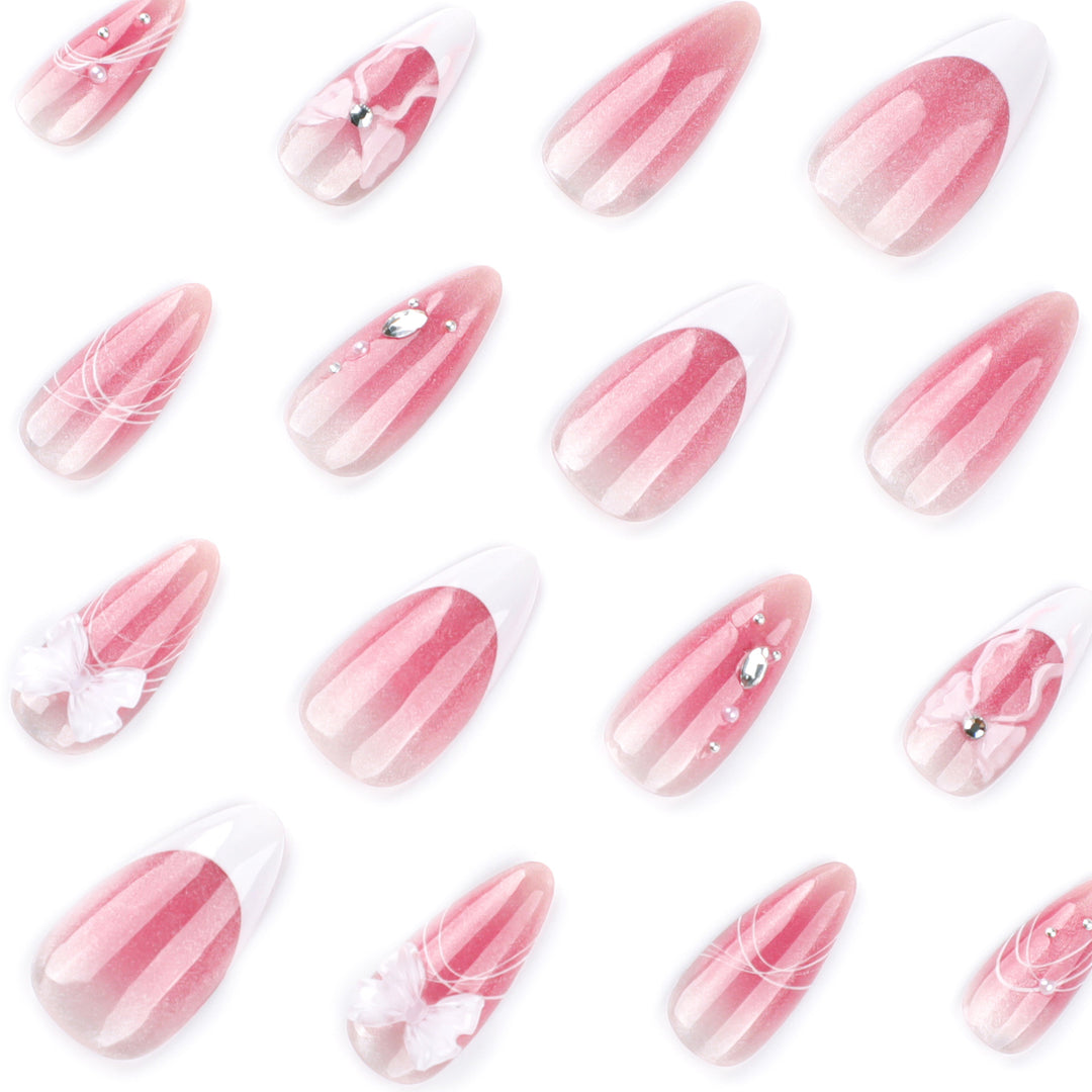 Artful acrylic nails with floral design and glitter embellishment Stornfield