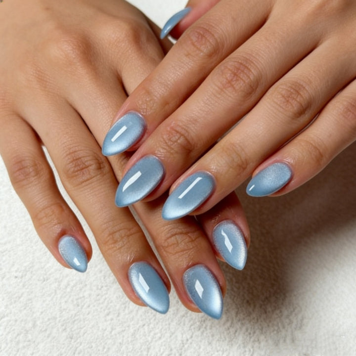 Trendy art nails with elegant gradient and high gloss finish Stornfield