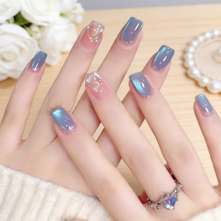 Gradient Ombre Nail Extensions with Glitter