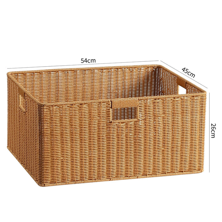 Handwoven Rectangular Storage Basket with Cut-Out Handles Stornfield