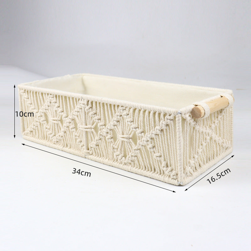 Storage basket with macrame pattern Stornfield