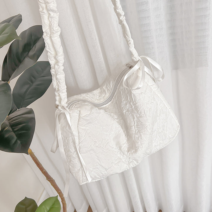 Crinkled Fabric Slouchy Shoulder Bag