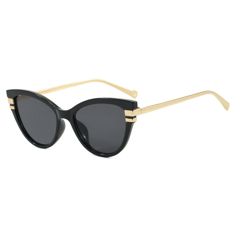 Ladies Cat-Eye Sunglasses with Elegant Plastic Frame and Golden Accents Stornfield