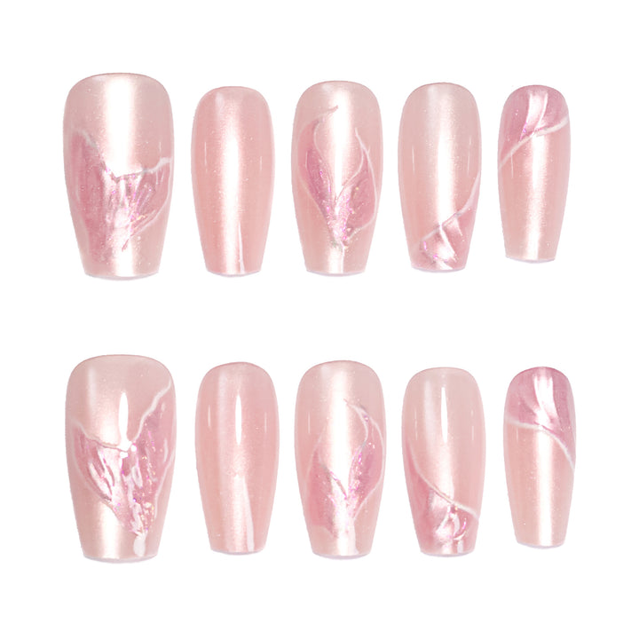 Artistic Press-On Nails with Floral Designs Stornfield
