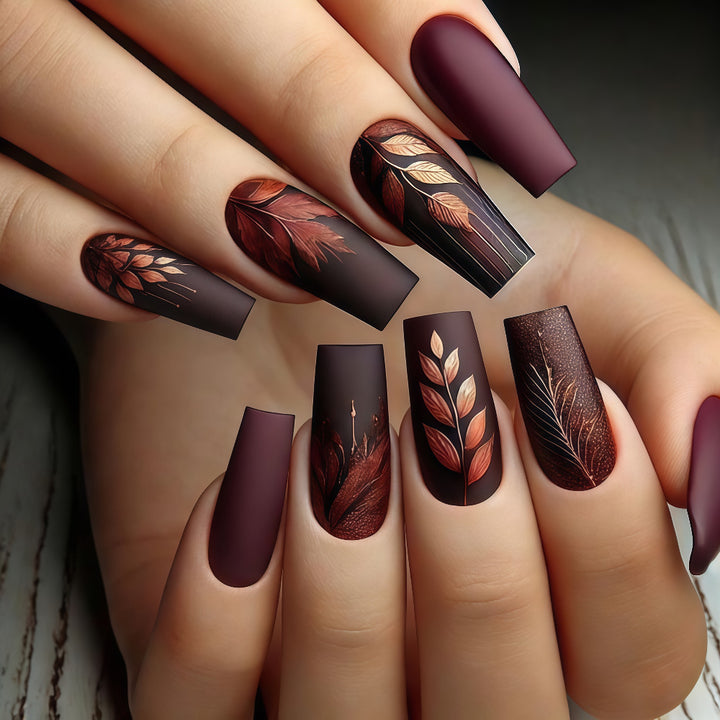 Premium Artificial Nails with Botanical Motif Stornfield
