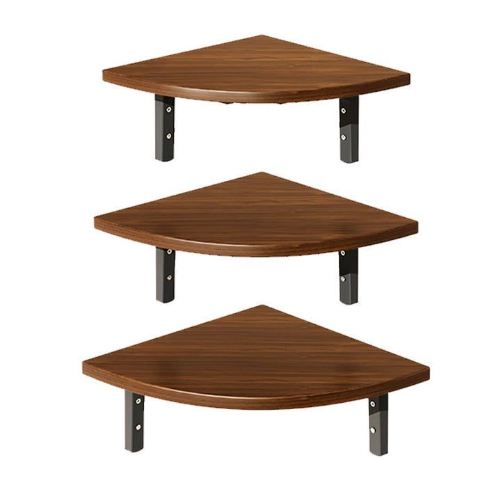 Solid Wood Corner Shelf with Metal Support Brackets
