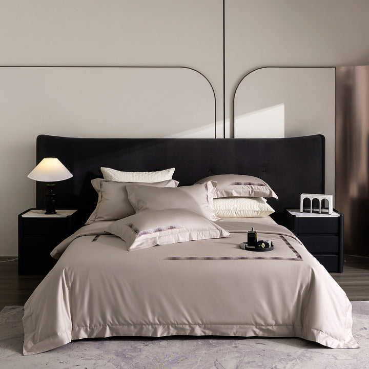 Luxury Egyptian Cotton Sateen Bedding Set with Embroidered Border