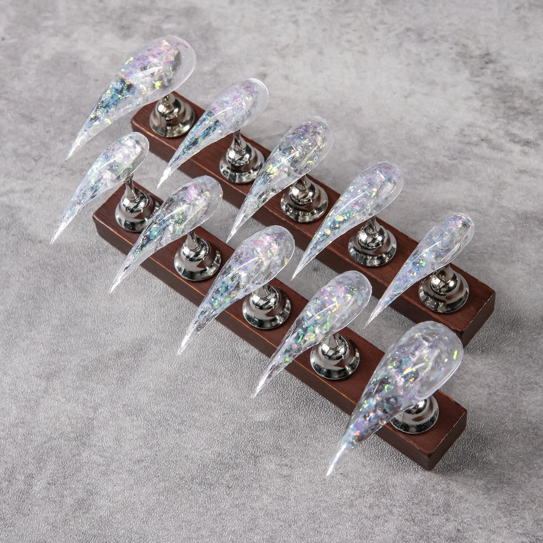 Stiletto Press-On Nail Set with Iridescent Glitter Finish