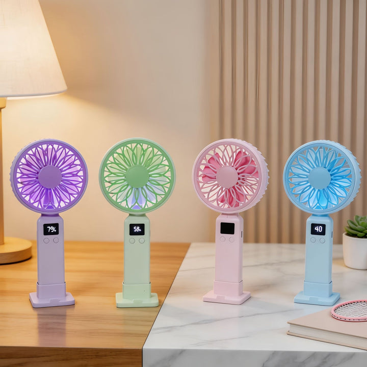 Ladies portable USB fan with digital speed display and ergonomic design Stornfield