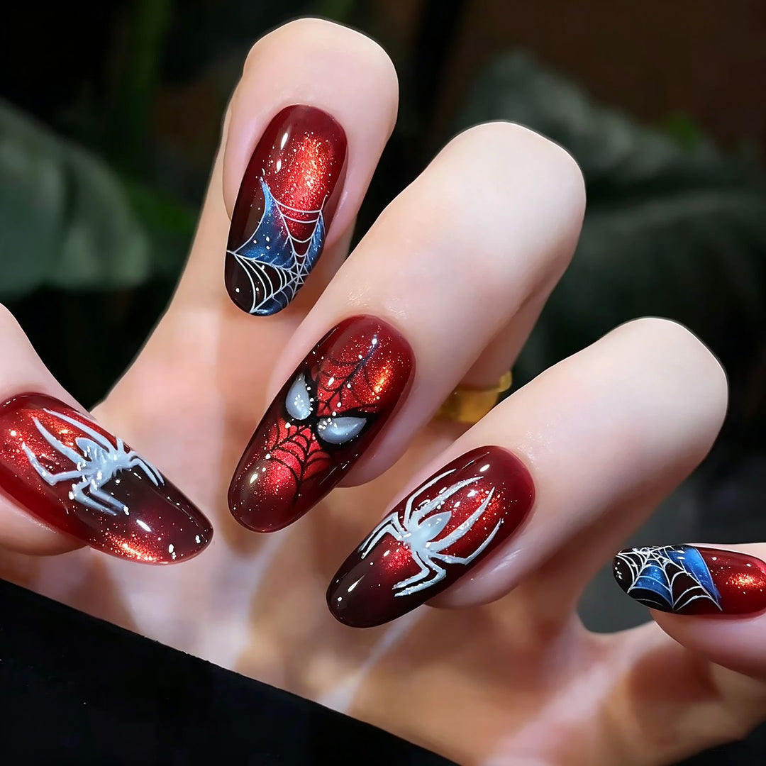 Thematic Spider-Man Inspired Press-On Nail Art Set Stornfield